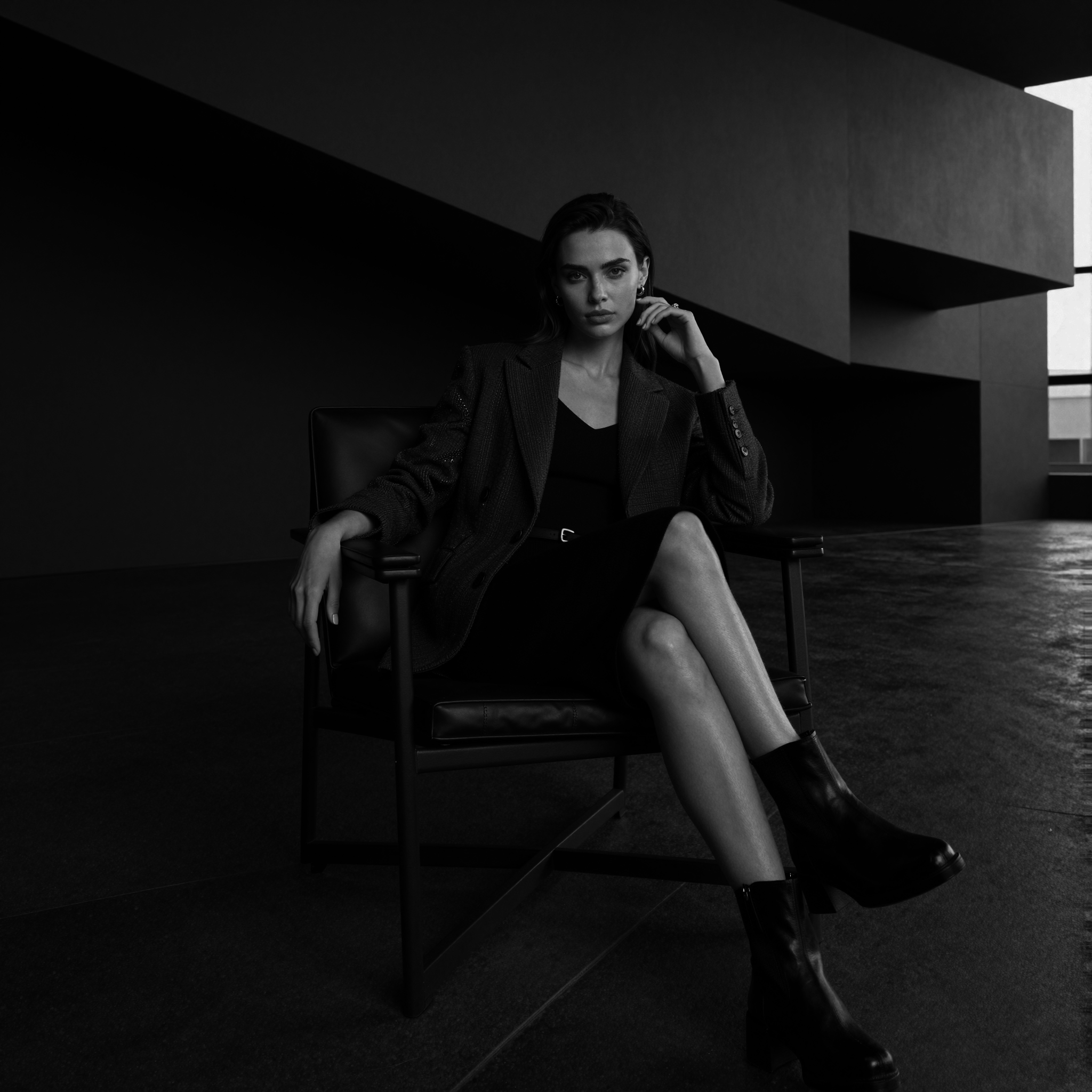 a woman sitting on a chair