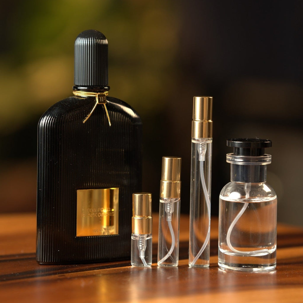 tom-ford-black-orchid-edp decant bottle and vials