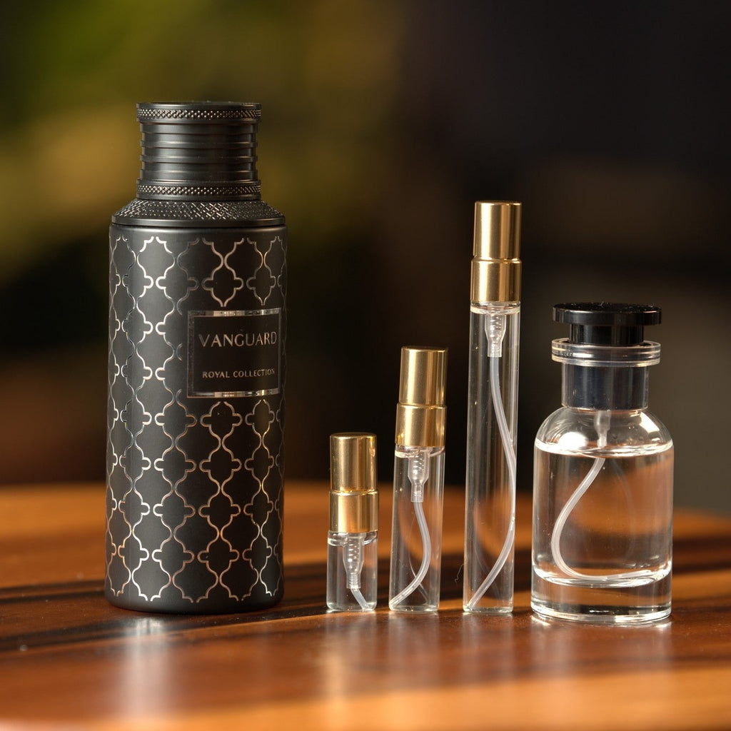 maison-asrar-vanguard decant bottle and vials