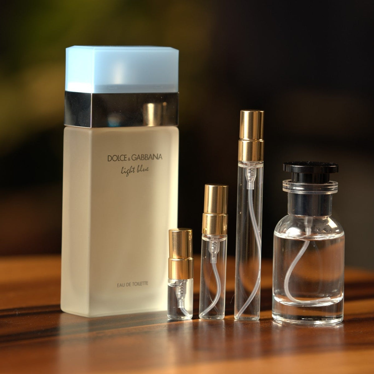 dolce-gabbana-light-blue decant bottle and vials
