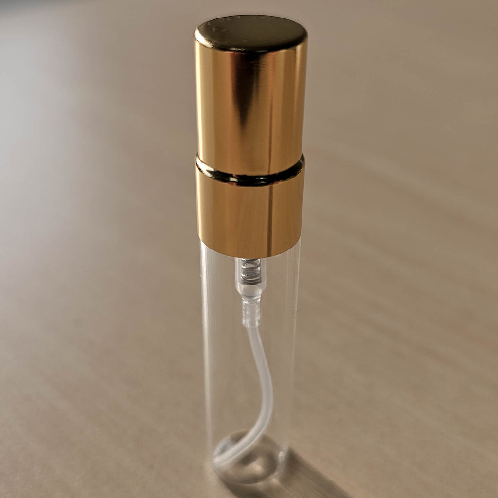 5ml gold screw-top decant vial with fine mist atomizer