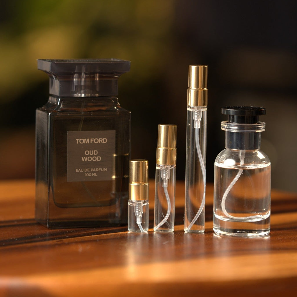 tom-ford-oud-wood decant bottle and vials