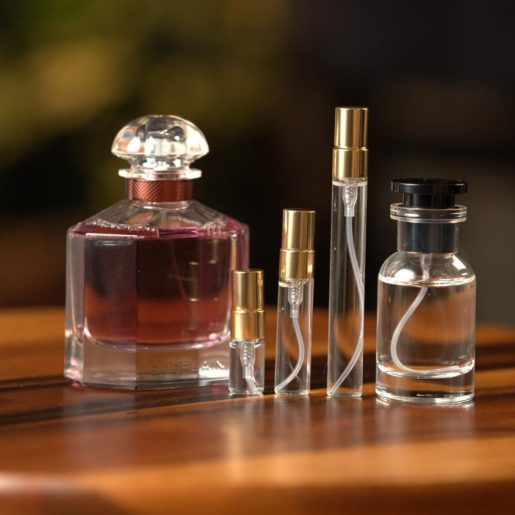 guerlain-mon-guerlain-intense decant bottle and vials