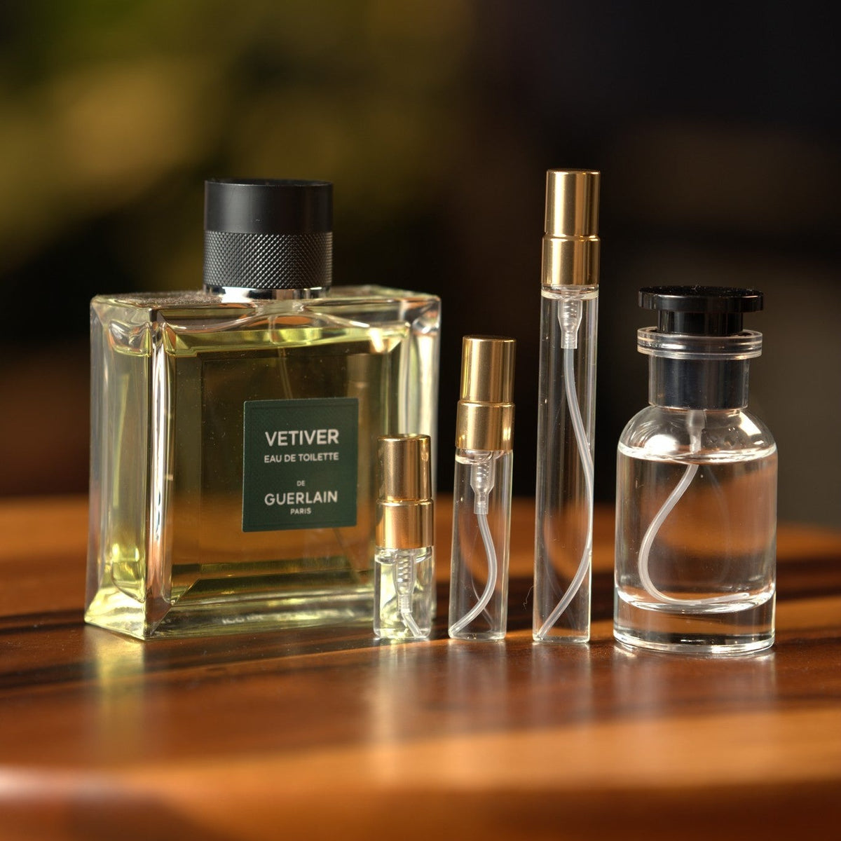 guerlain-vetiver decant bottle and vials