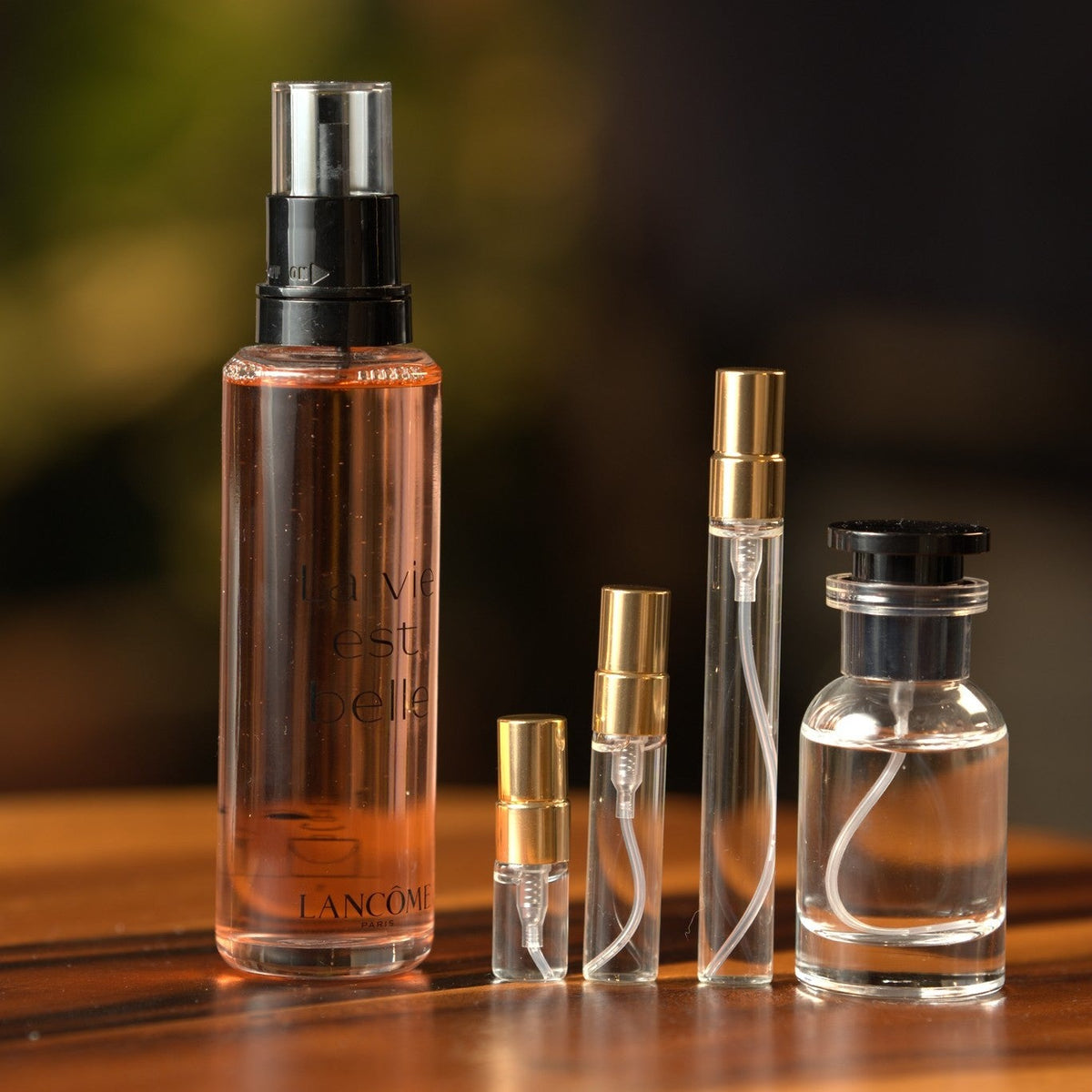 lancome-la-vie-est-belle decant bottle and vials