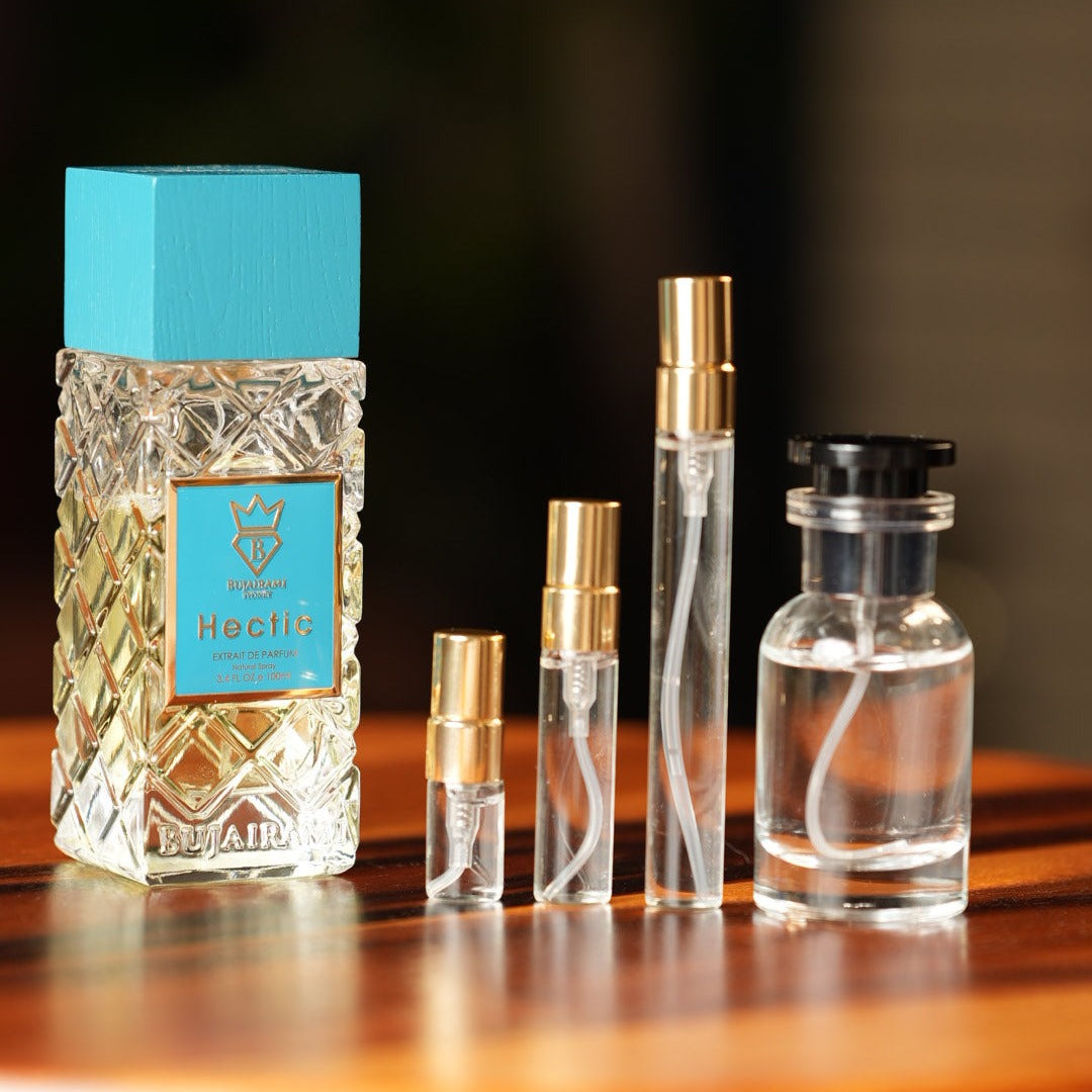 bujairami-hectic decant bottle and vials