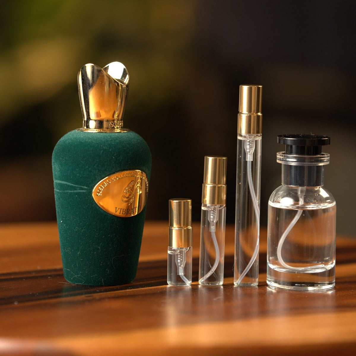 sospiro-vibrato decant bottle and vials
