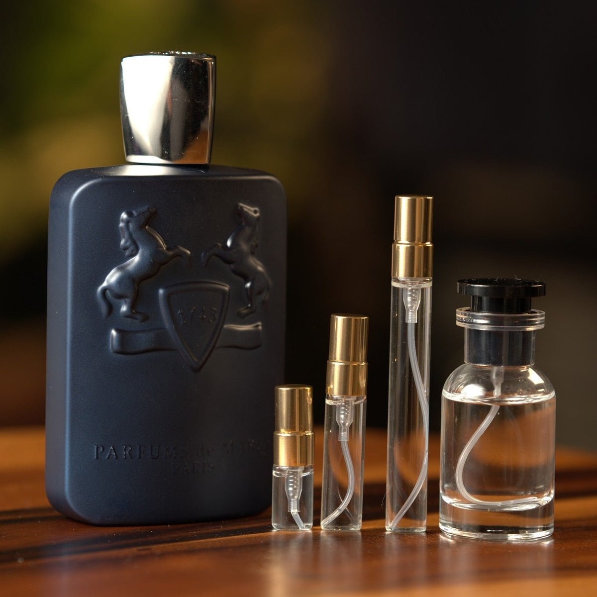 parfums-de-marly-layton decant bottle and vials