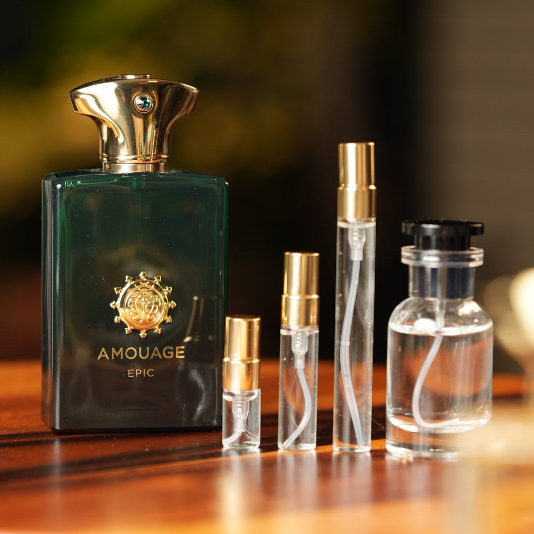 amouage-epic-man decant bottle and vials