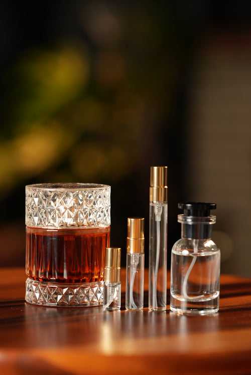 AFNAN ZIMAYA SHARAF BLEND bottle and decant vials