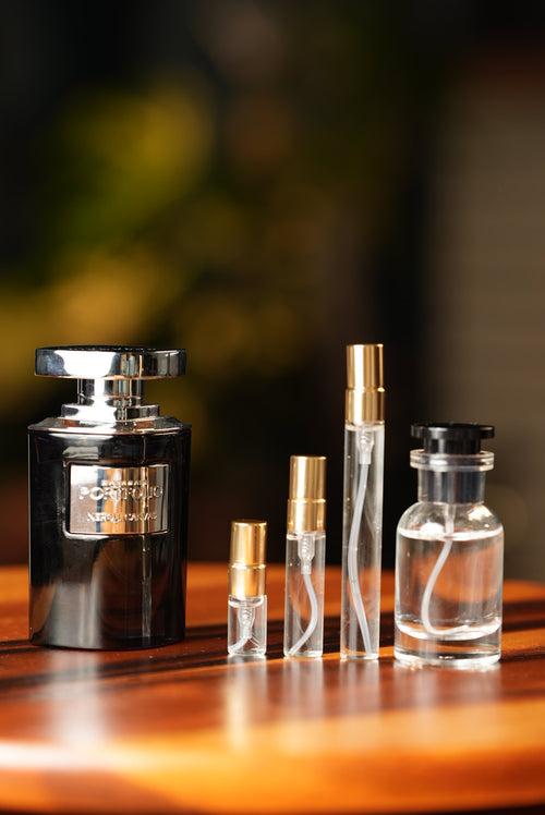 AL HARAMAIN PORTFOLIO NEROLI CANVAS EDP bottle and decant vials