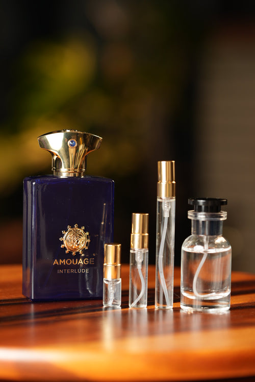AMOUAGE INTERLUDE MAN bottle and decant vials