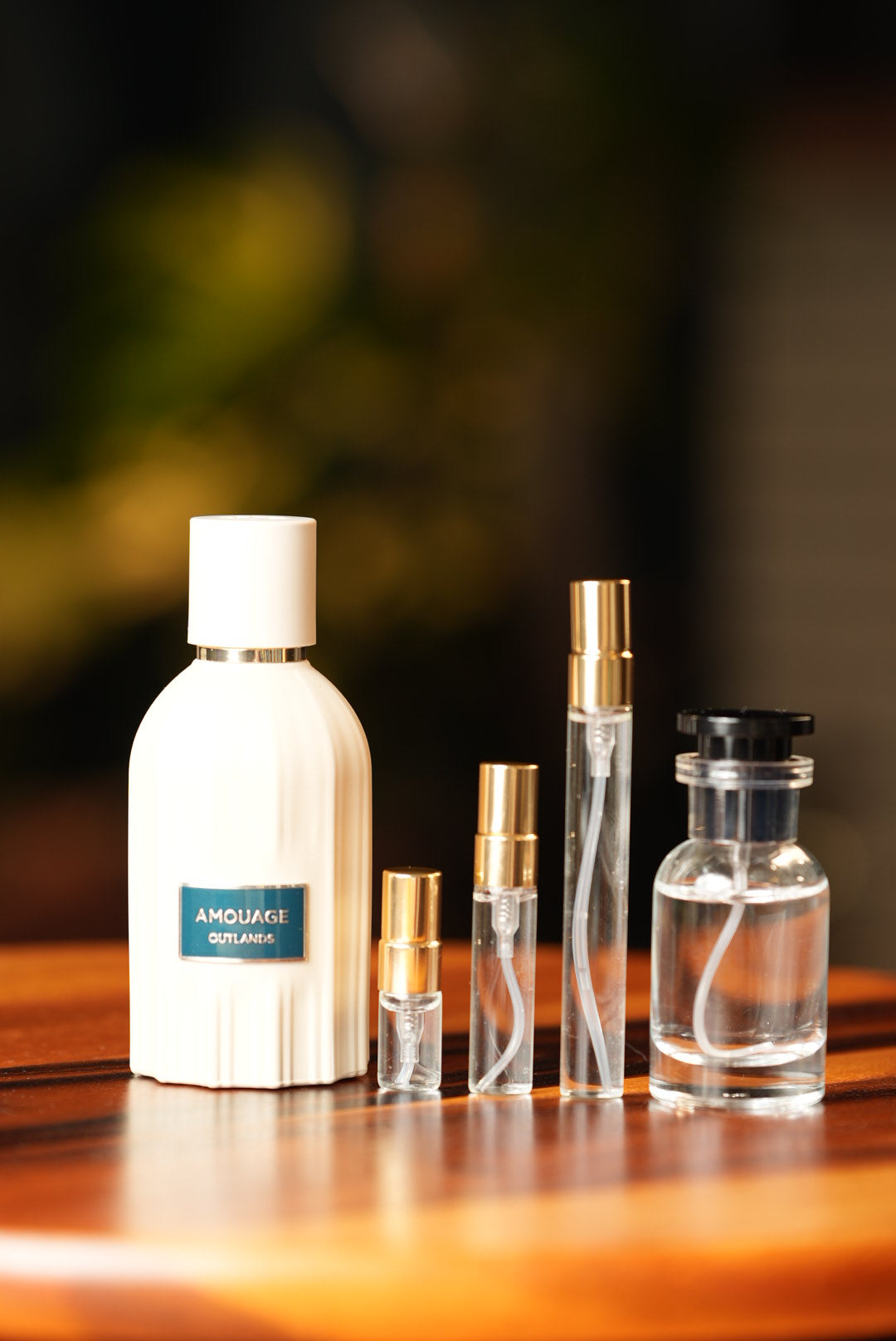 AMOUAGE OUTLANDS bottle and decant vials