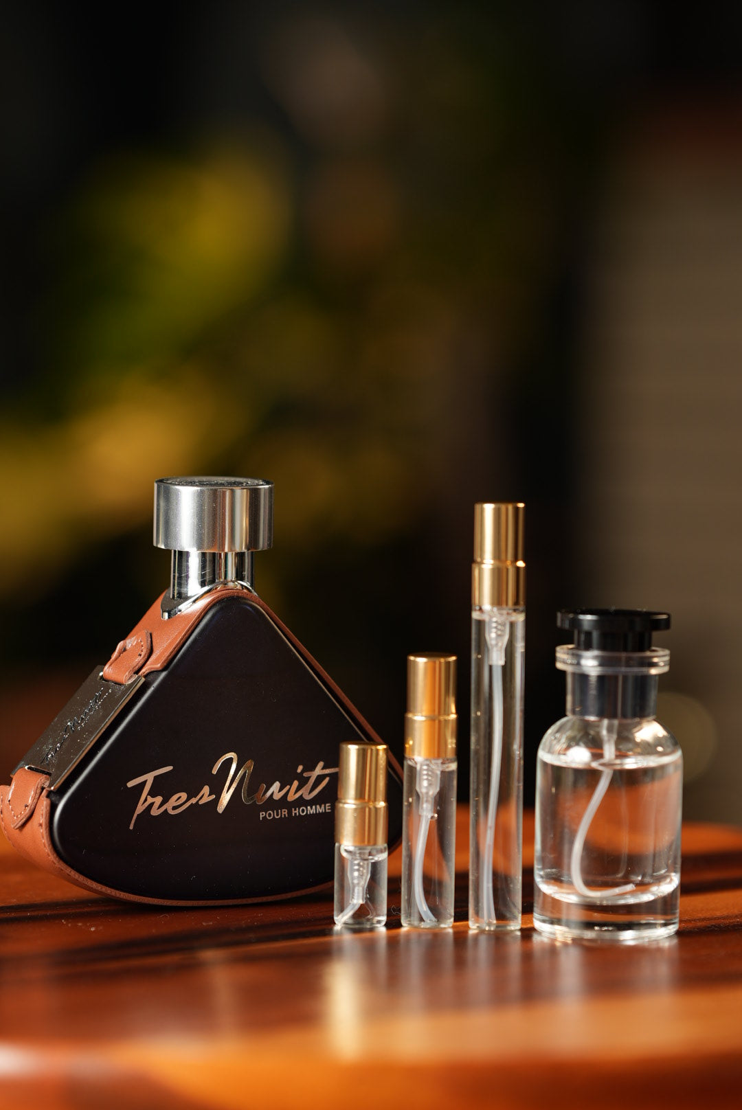ARMAF TRES NUIT EDT bottle and decant vials