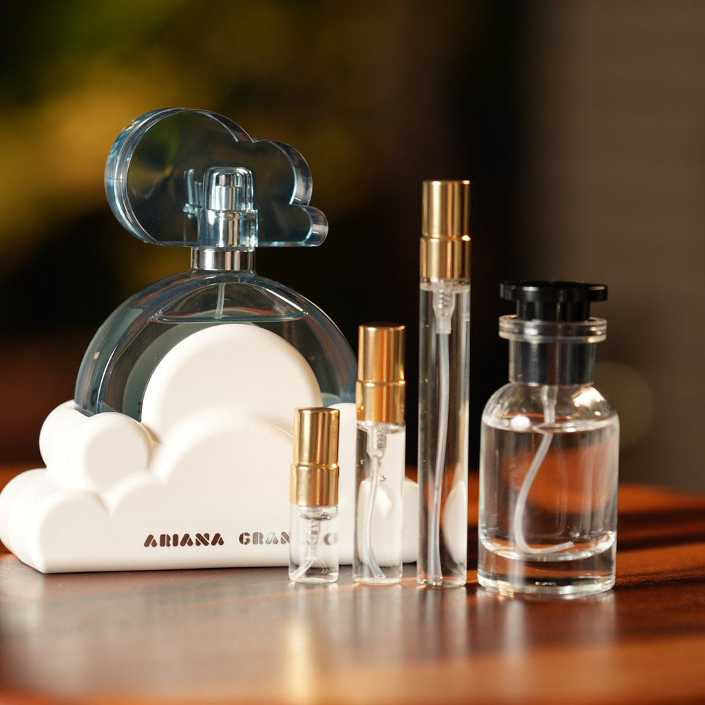 ariana-grande-cloud decant bottle and vials