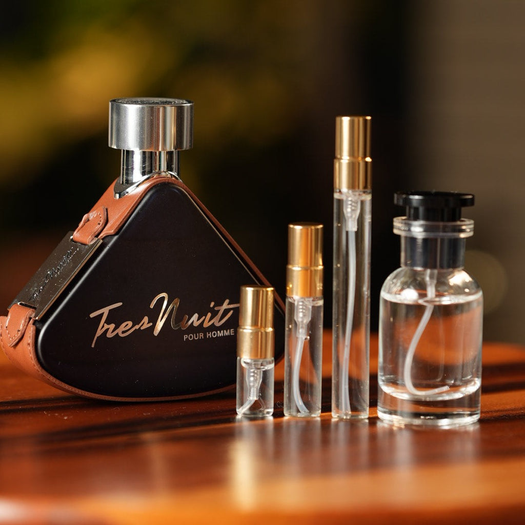 armaf-tres-nuit decant bottle and vials