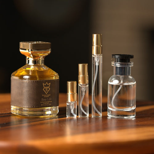 Bujairami Boss Life bottle with Atelier Elemental decant vials