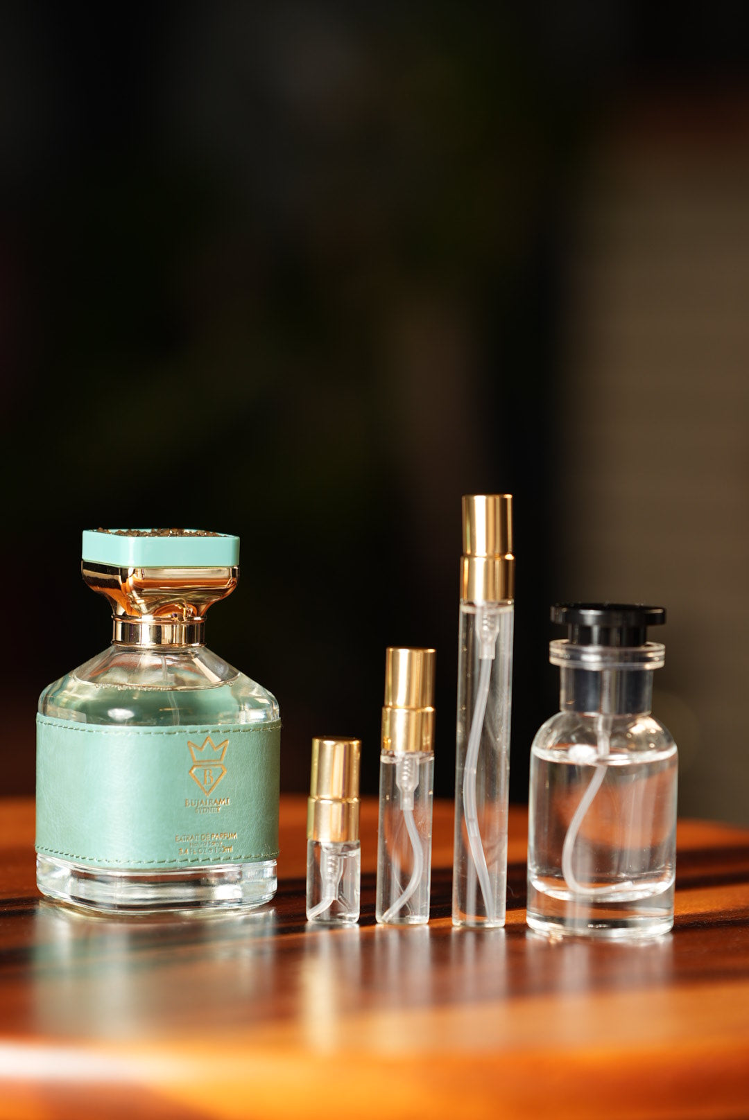 BUJAIRAMI OCEAN EYES EXTRAIT bottle and decant vials