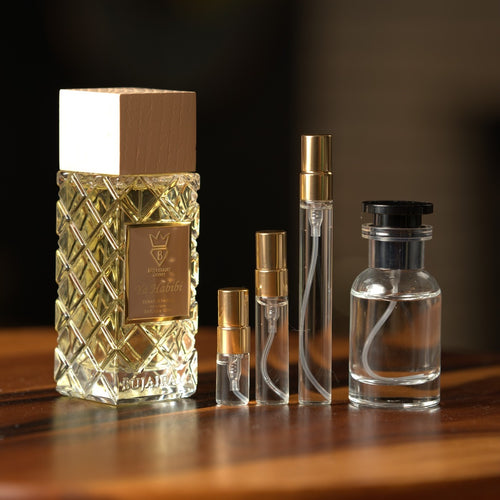 Bujairami Ya Habibi bottle with Atelier Elemental decant vials