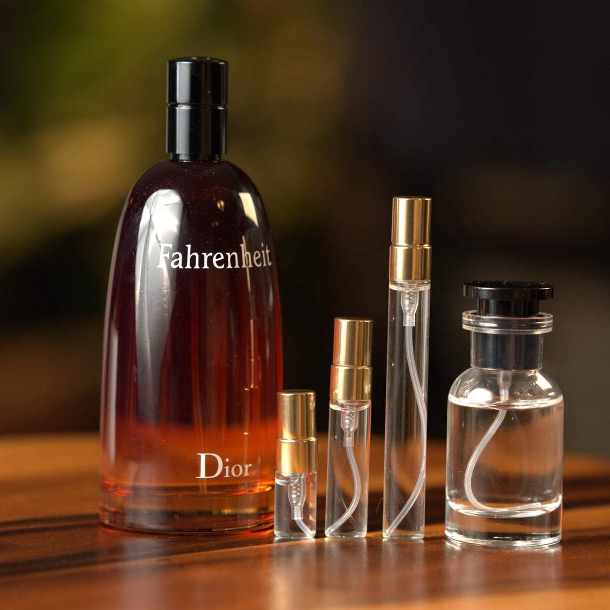 dior-fahrenheit decant bottle and vials