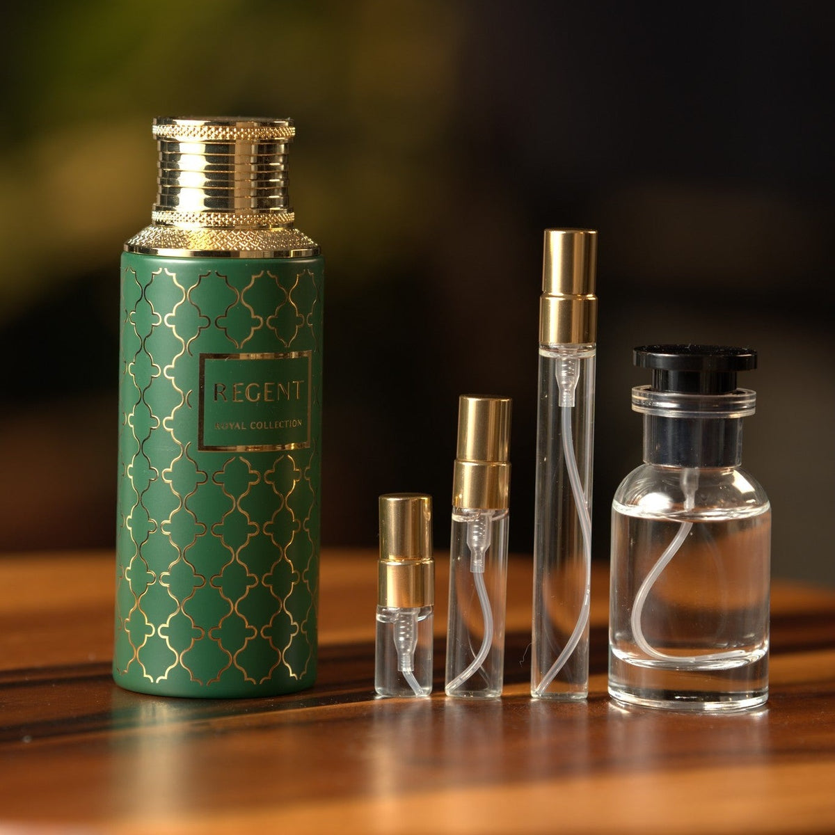 gulf-orchid-maison-asrar-regent decant bottle and vials