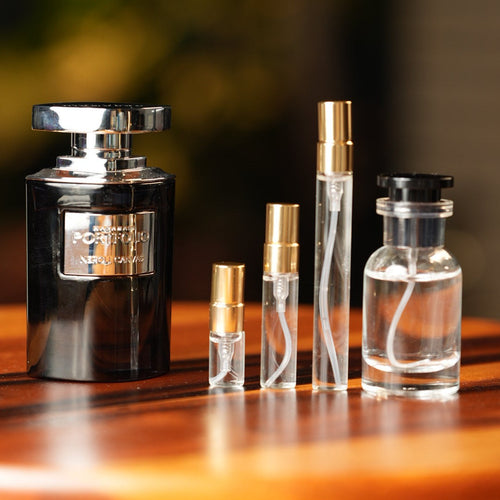 al-haramain-portfolio-neroli-canvas decant bottle and vials
