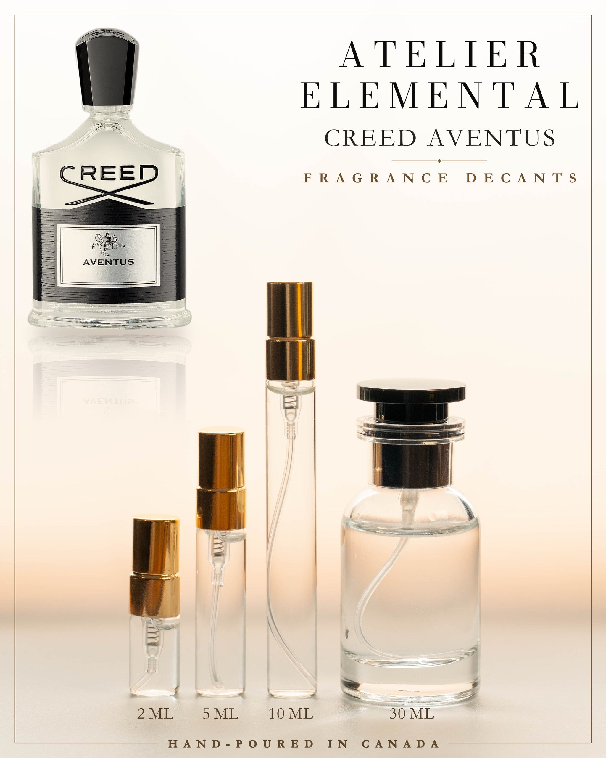 Atelier Elemental decant card - Creed Aventus Edp in 2ml 5ml 10ml 30ml sizes