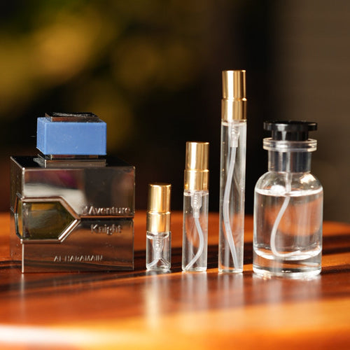 al-haramain-laventure-knight decant bottle and vials