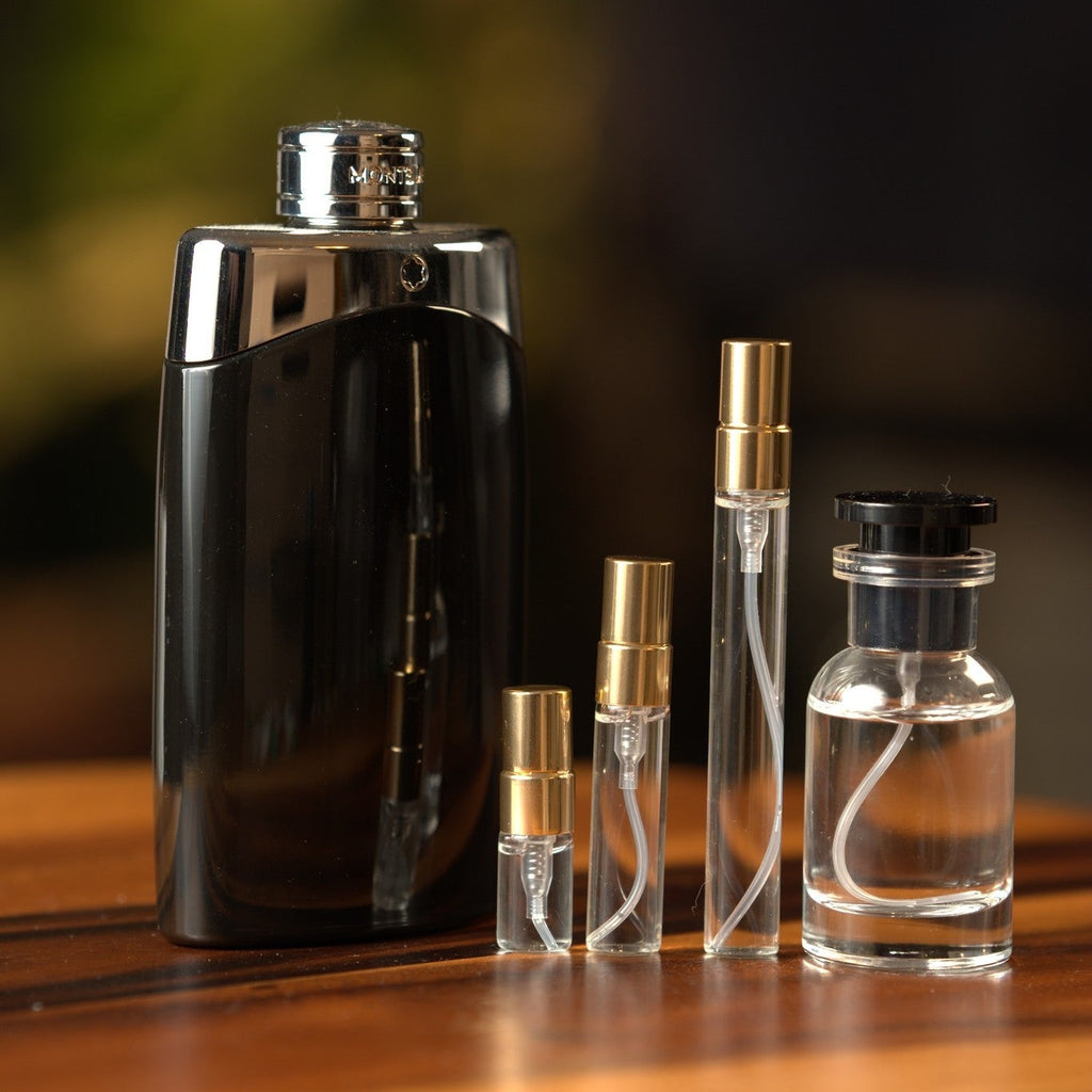 montblanc-legend decant bottle and vials