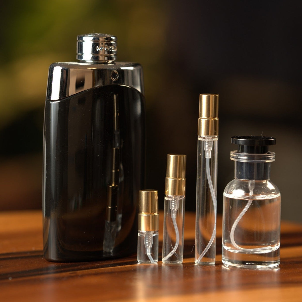montblanc-legend decant bottle and vials