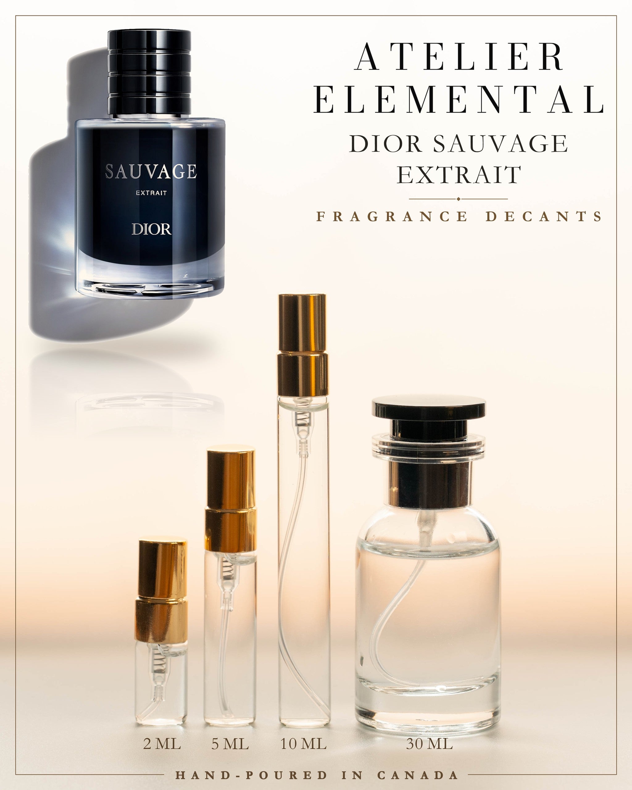 Atelier Elemental decant card - Dior Sauvage Extrait in 2ml 5ml 10ml 30ml sizes