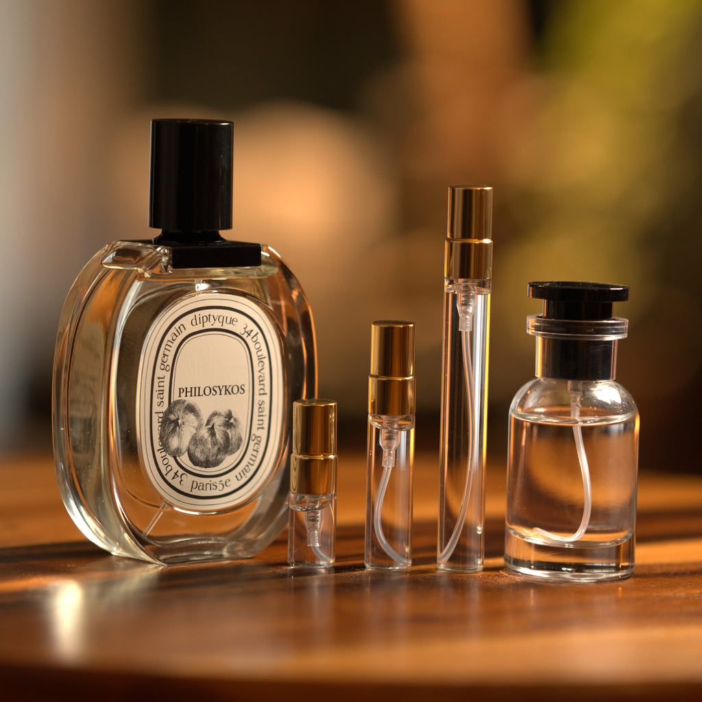 Diptyque Philosykos bottle with Atelier Elemental decant vials