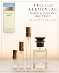Atelier Elemental decant card - Dolce & Gabbana Light Blue Edt in 2ml 5ml 10ml 30ml sizes