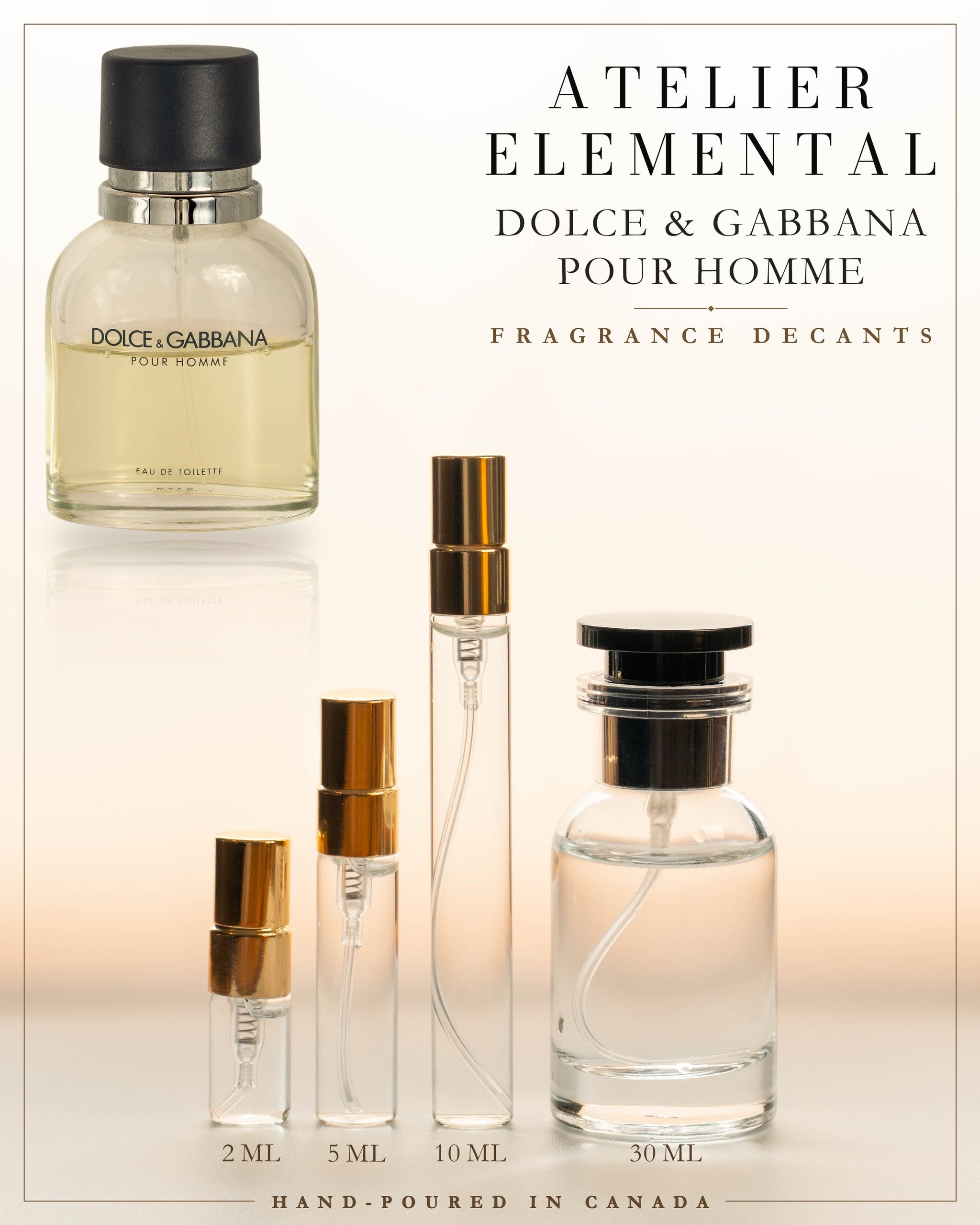Atelier Elemental decant card - Dolce & Gabbana Pour Homme Edt in 2ml 5ml 10ml 30ml sizes