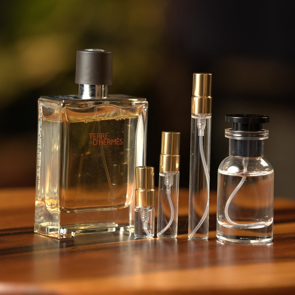 terre-dhermes decant bottle and vials
