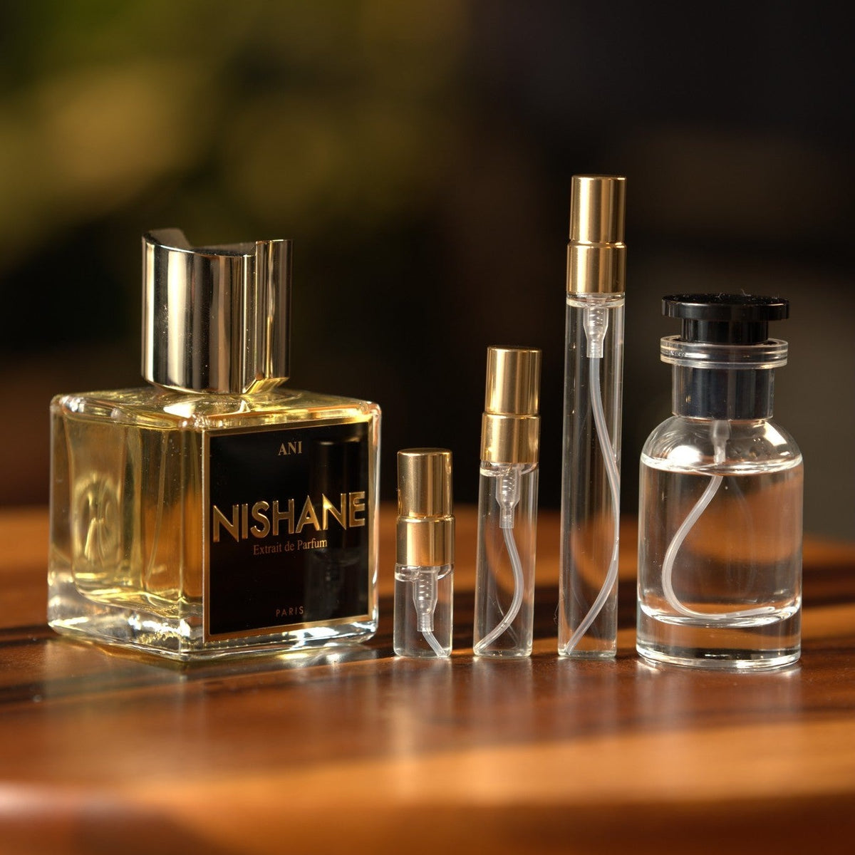 nishane-ani decant bottle and vials