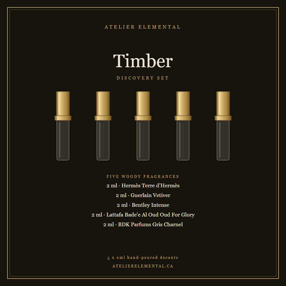 Timber Discovery Set, five 2ml hand-poured decants