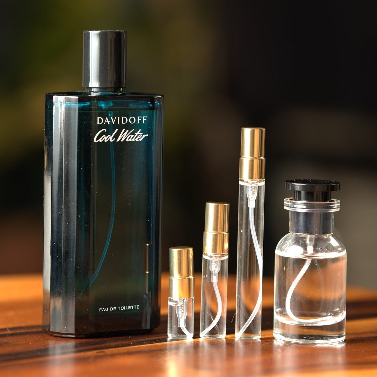 davidoff-cool-water decant bottle and vials