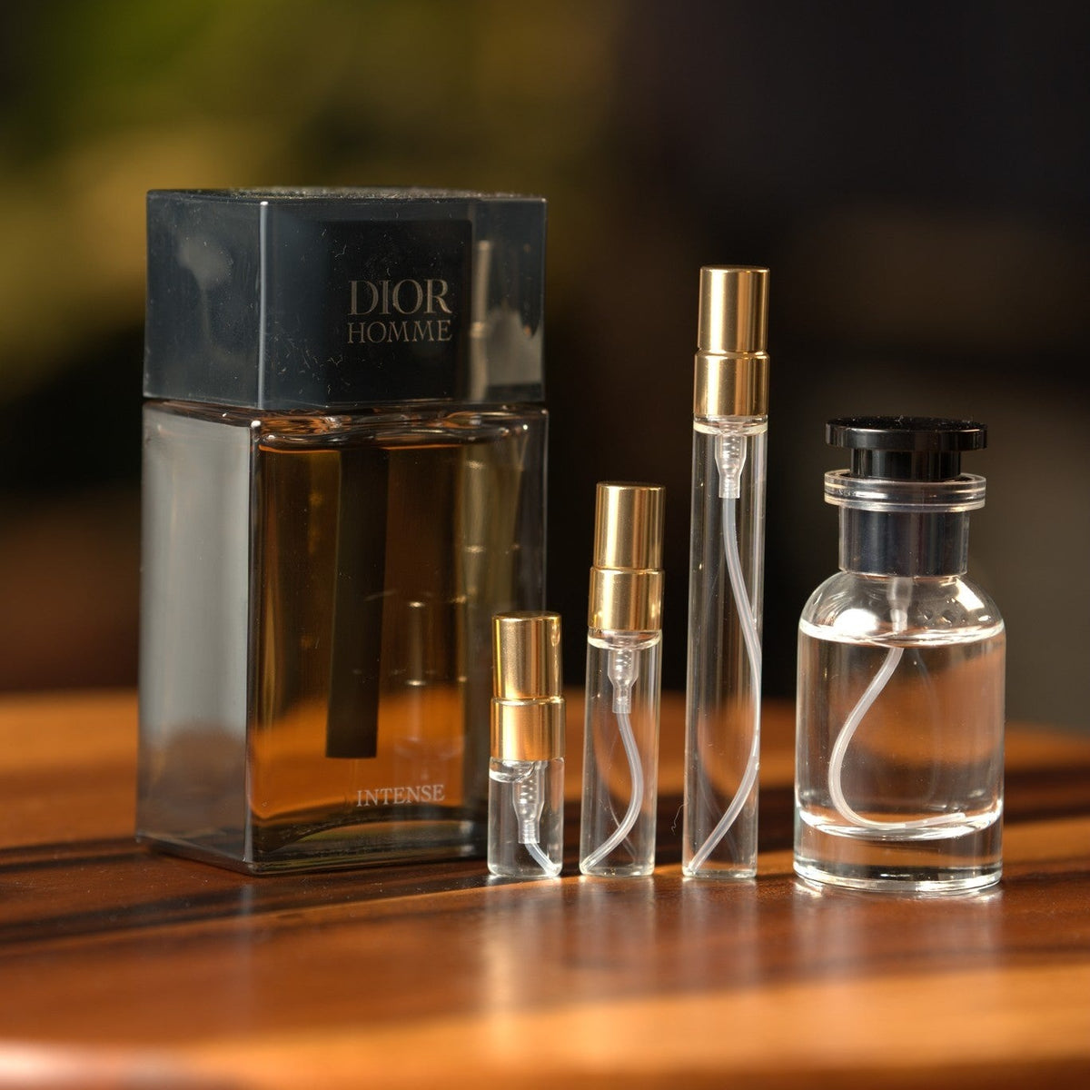 dior-homme-intense decant bottle and vials