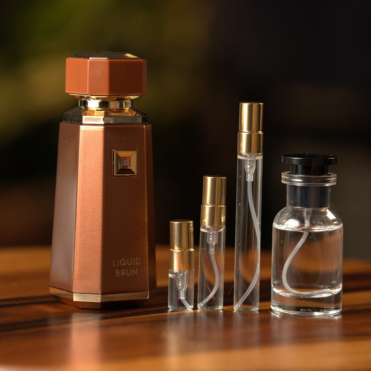 french-avenue-liquid-brun-edp decant bottle and vials