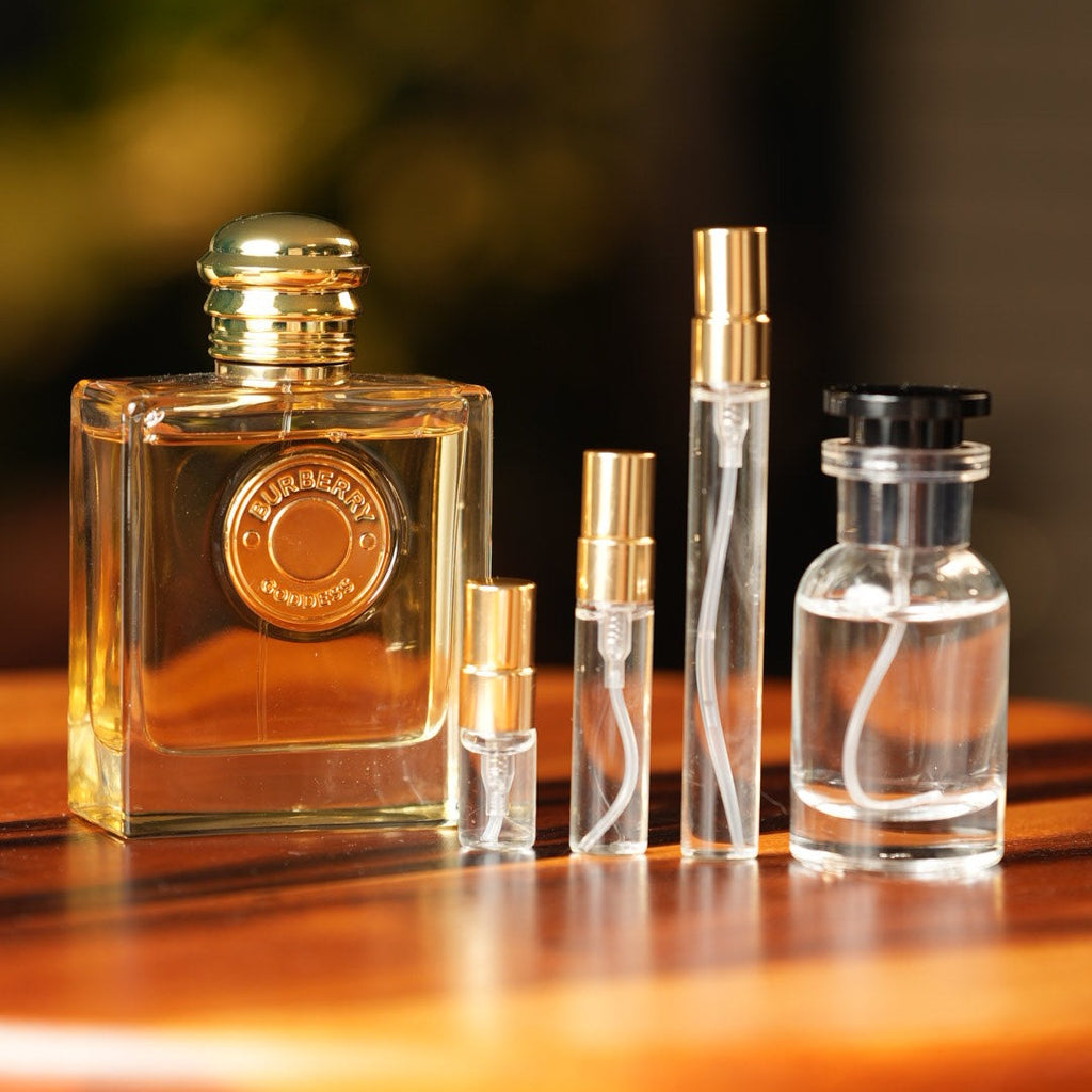 burberry-goddess decant bottle and vials