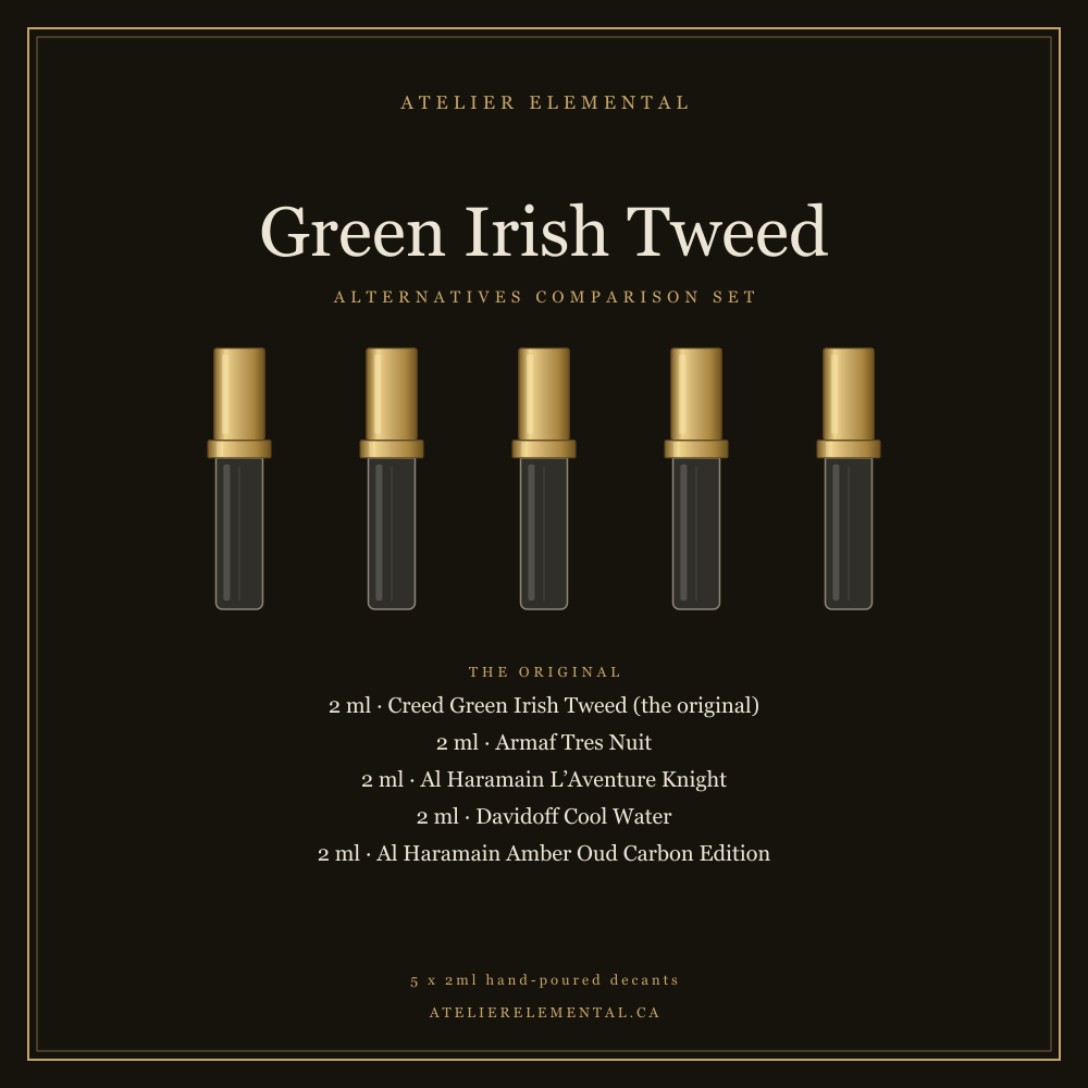 Fresh Green Violet comparison set, five 2ml decant vials