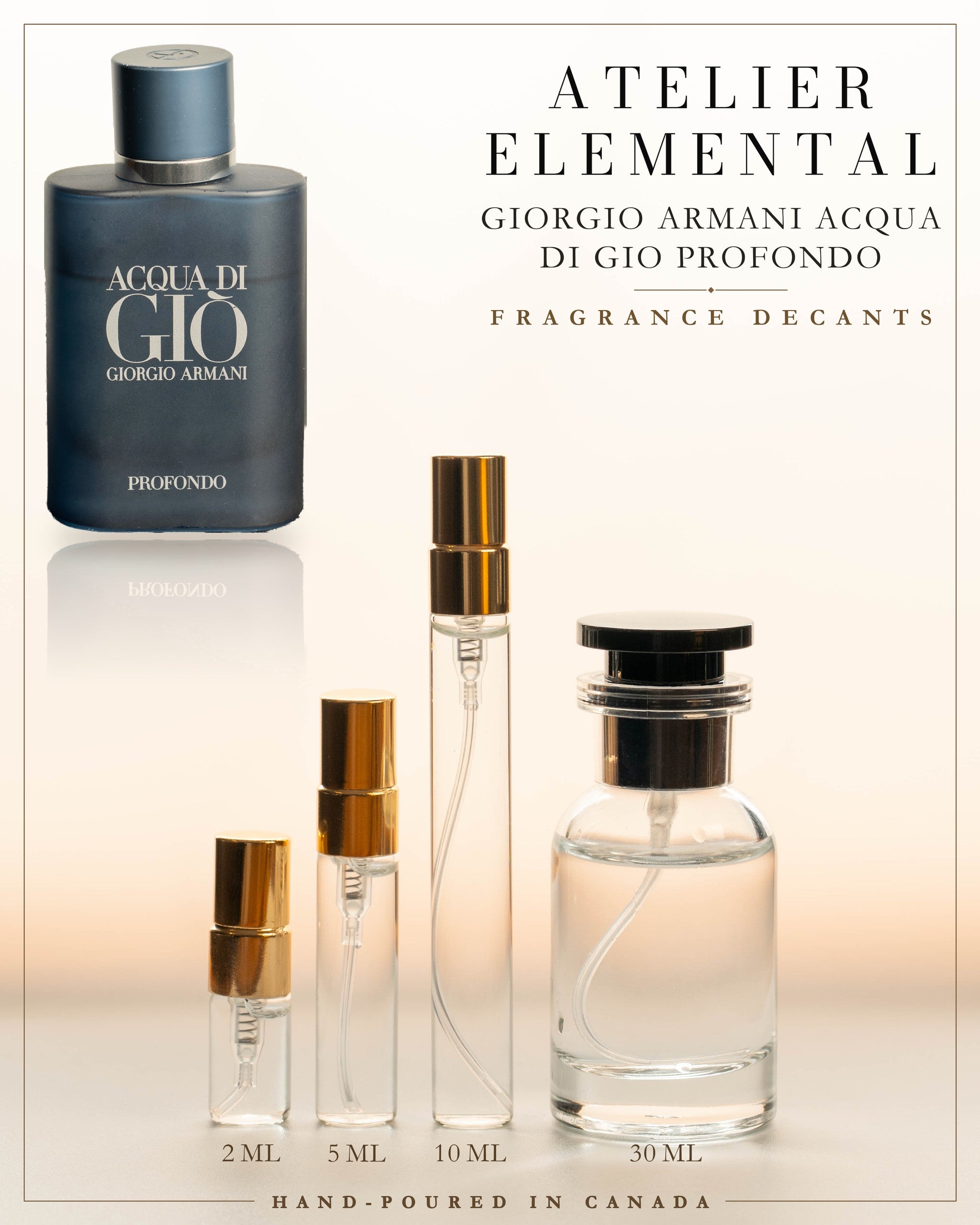 Atelier Elemental decant card - Giorgio Armani Acqua Di Gio Profondo Edp in 2ml 5ml 10ml 30ml sizes