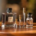 Guerlain L'Homme Ideal Cologne Forte bottle with Atelier Elemental decant vials