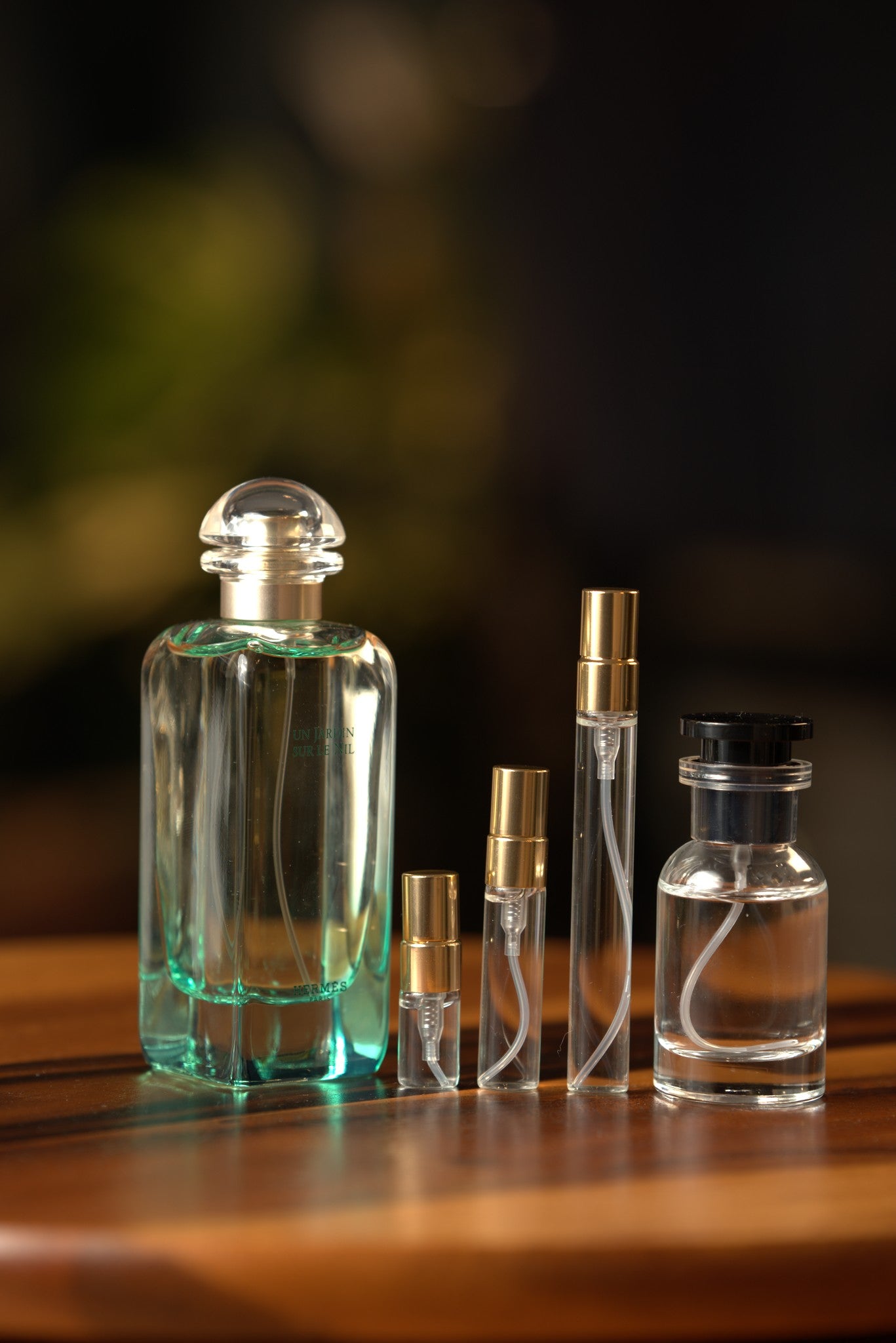 Atelier Elemental real bottle photo - Hermès Un Jardin sur le Nil decant, 2ml 5ml 10ml vials