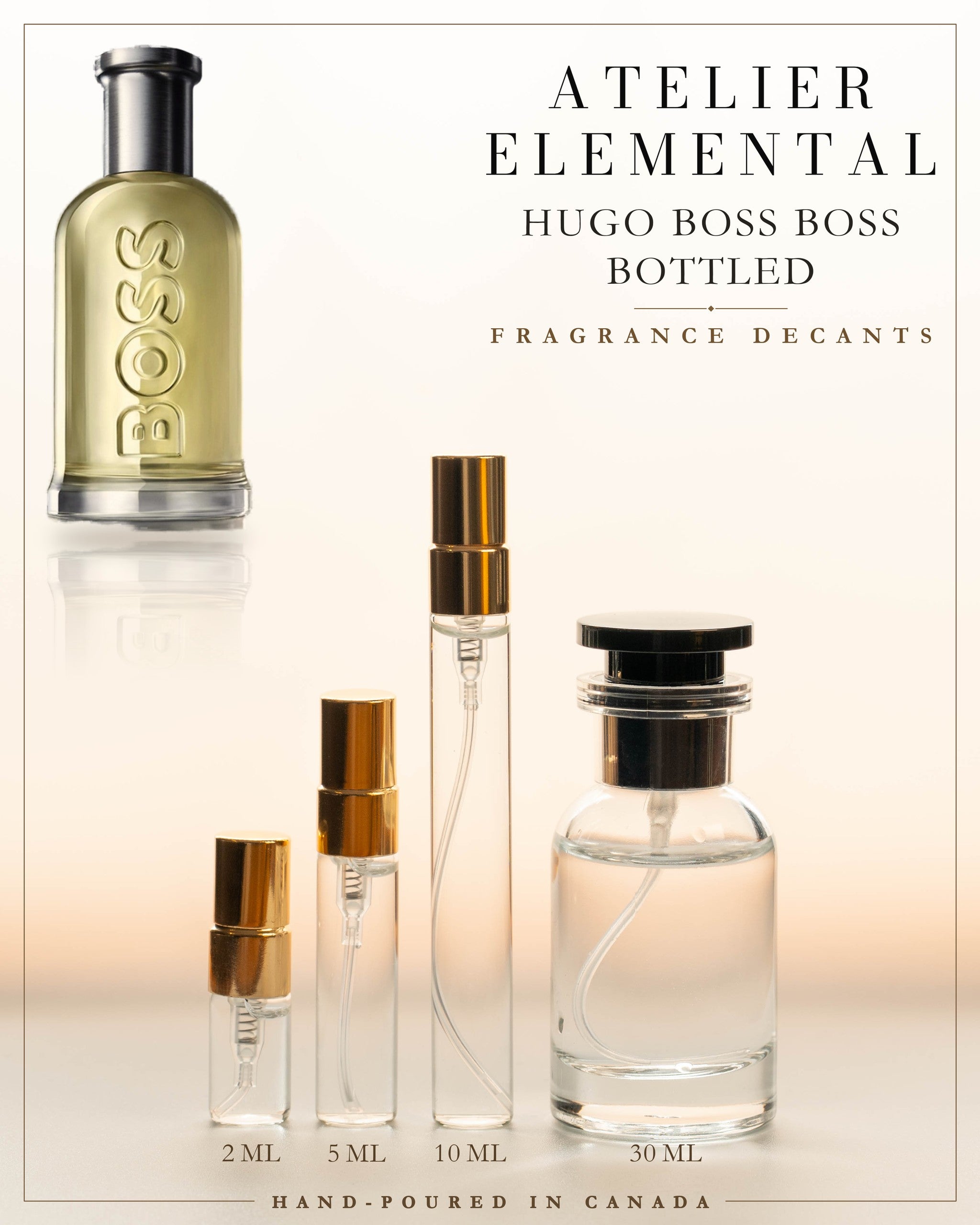 Atelier Elemental decant card - Hugo Boss Boss Bottled Edt in 2ml 5ml 10ml 30ml sizes