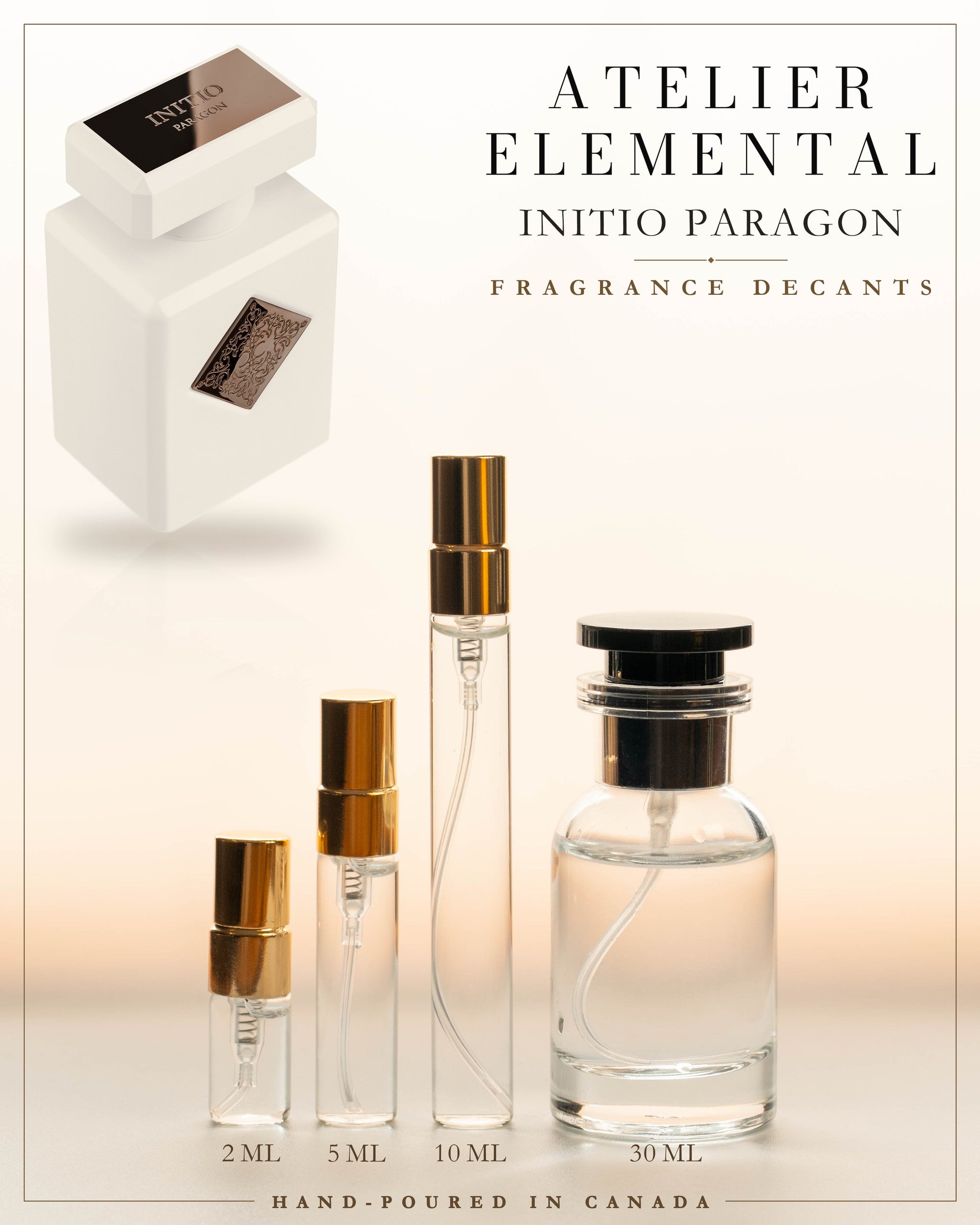 Atelier Elemental decant card - Initio Paragon in 2ml 5ml 10ml 30ml sizes