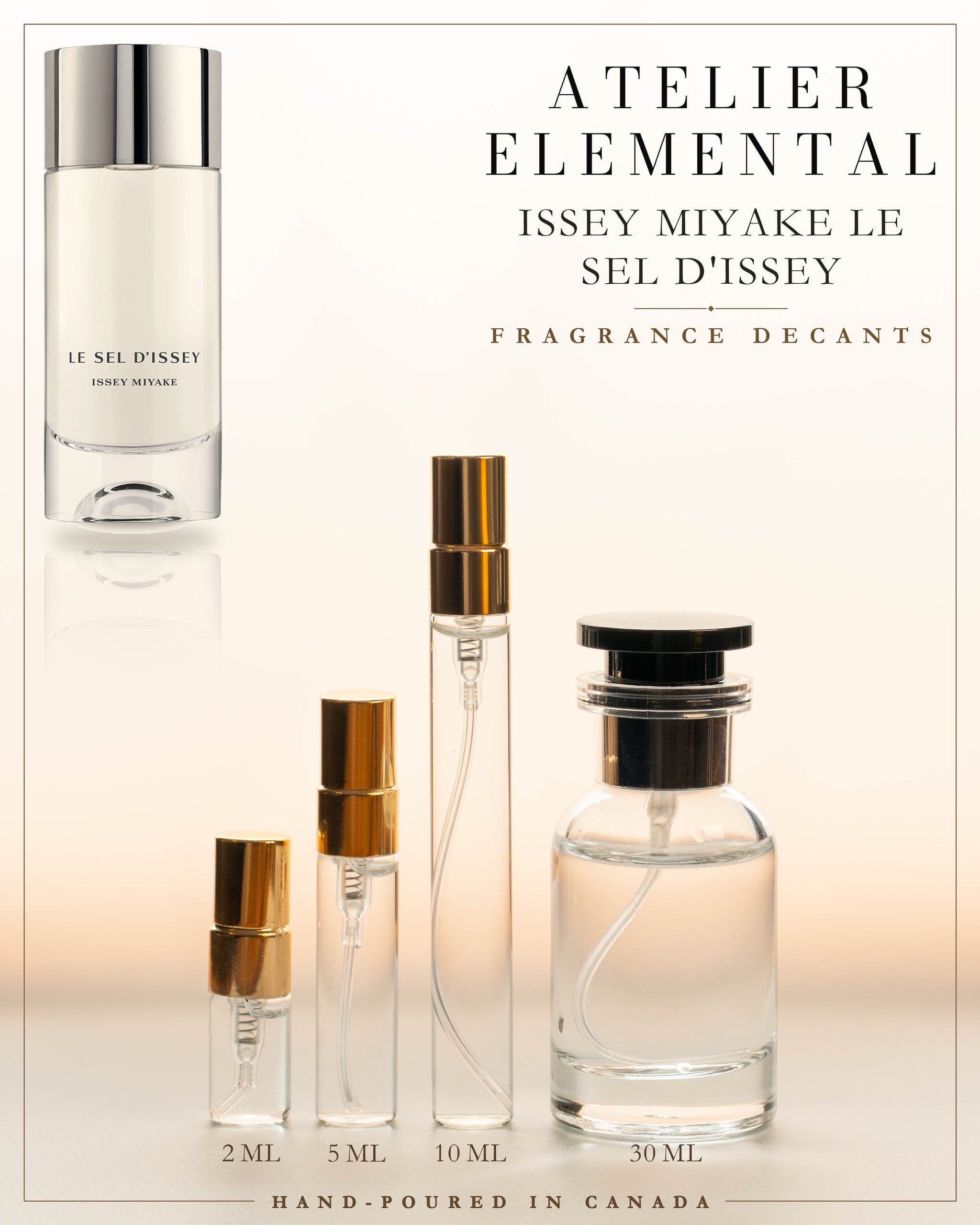 Atelier Elemental decant card - Issey Miyake Le Sel D'Issey in 2ml 5ml 10ml 30ml sizes