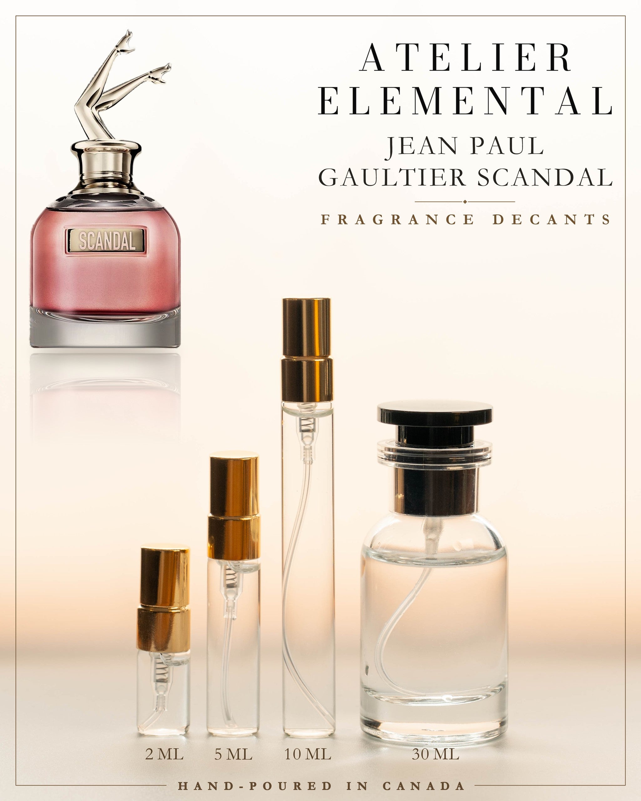 Atelier Elemental decant card - Jean Paul Gaultier Scandal Edp in 2ml 5ml 10ml 30ml sizes