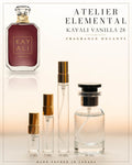 Atelier Elemental decant card - Kayali Vanilla 28 Edp in 2ml 5ml 10ml 30ml sizes